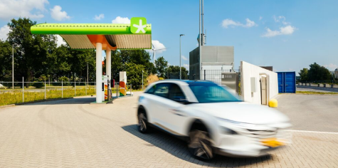 waterstof auto en tankstation