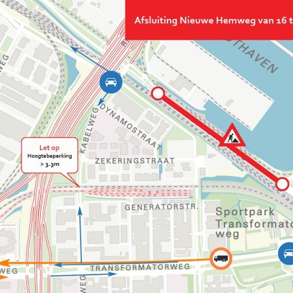 Omleiding Nieuwe Hemweg december 2021