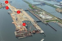 Nieuwe zeesluis in beeld met nummeraanduiding van de werkzaamheden in mei en juni 2020